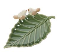 ABOOFAN Ceramic Bird on Leaf Trinket Tray 8.66X5.31X2.56In Jewelry Dish Ring Holder Organizer for Earrings Bracelets Coins Tabletop Storage