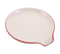 ABOOFAN Ceramic Coffee Spoon Rest Heat Resistant Utensil Holder for Tea Espresso Station Kitchen Countertop Protection White with Red Rim