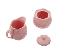ABOOFAN Ceramic Embossed Milk Kettle and Sugar Pot Set Pink Coffee Storage Container with Lid 2-piece Kitchen Accessory for Sugar and Candy