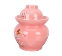 ABOOFAN Ceramic Sauerkraut Jar with Double Lid 3l Household Pickle Storage Crock Plum Blossom Pattern Sealed Kimchi Fermentation Pot for Kitchen Use