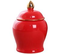 ABOOFAN Ceramic Tea Canister Vintage Chinese Style Storage Jar Mini Ceramic Ginger Jars with Lid Temple Jar Decorative Vase Vintage Tea Tin Can for Food Red