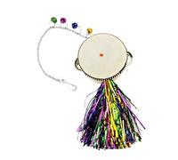 ABOOFAN Chicken Hanging Mirror Drum Toy for Hen and Rooster, Stainless Steel Double-sided Mirror with Pendants, Tasteless Pet Entertaining Toy for Boredom Busters in Chicken Coop
