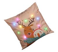 ABOOFAN Christmas LED Lights Pillow Cushion Cover Xmas Cushion Flax Material Home Decoration Christmas Pillowcases Car Back Seat Decorative