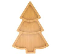 ABOOFAN Christmas Tree Shaped Wooden Snack Plate Divided Food Serving Tray Appetizer Dessert Dish for Xmas Party Holiday Home Use