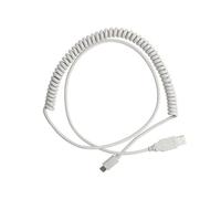 ABOOFAN Coiled Cable for Mechanical Keyboard, Type C Connector, White | Stretchable ABS Coil Tube Structure, Sturdy Build, Wide Compatibility, Not Easy to Crack