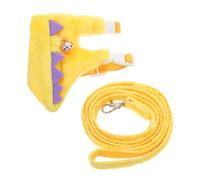 ABOOFAN Comfortable Yellow Dinosaur Pet Harness Leash for Small Pets Made of Short Plush and Non-woven Fabrics Suitable for Walking and Controlling Behavior