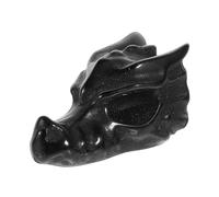 ABOOFAN Creative Dragon Skull Crystal Decoration, Vintage Black Obsidian Stone Carving, Natural Small Crystal Ornament for Home Tabletop Display and Office Décor