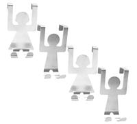 ABOOFAN Cupboard Hooks 4pcs Over The Door Hooks Stainless Steel People Shape Design Sturdy and Elegant for Organizing at Home for Bathroom Or Kitchen