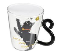 ABOOFAN Cute Cat Glass Coffee Mug with Ergonomic Handle Transparent Water Cup for Home Office Coffee Shop and Tea Practical Glass Cup for Hot and Juice Idea for Cat Lovers