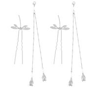 ABOOFAN Dragonfly Easy to Fix and Will Not Scratch Scalp 2pcs Silver Alloy Hair Sticks Retro Chinese Style Hair Accessories for Women Suitable for Ceremony and Dating
