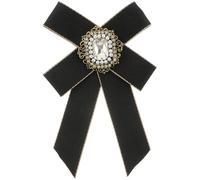 ABOOFAN Elegant Black Bow Brooch Rhinestone Studded Pin Made of Grosgrain and Alloy, Handy and Easy to Wear Decorative Brooch for Clothing, Accessory for Formal Events and Daily Use