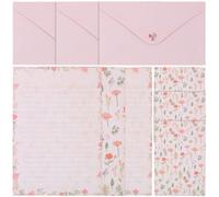 ABOOFAN Elegant Pink Letter Paper Envelope Set with 5 Sets of Practical Floral and Animal Designs, Convenient to Use for Writing Letters, Copying Poems, and Sorting Notes