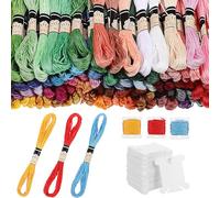 ABOOFAN Embroidery Floss Kit with 100pcs Cotton Thread and Plastic Floss Bobbins, Glossy Smooth Stitch Threads that Won't Fade Over Time, for Cross-Stitch and Embroidery Projects,