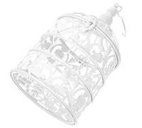 ABOOFAN European Style White Iron Birdcage Ornament Decorative Desktop Adornment Photo Prop for Wedding Party Candle Holder Storage Container