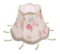 ABOOFAN Fabric Lamp Shade E27 Retro European Classic Bell Shape with Fringe Bead Decor Sturdy Structure Protective Cloth and Iron Lampshade for Bedroom and Living Room