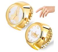 ABOOFAN Fashion Quartz Ring Watch Easy to See the Time 2 Pcs with Stainless Steel Alloy Material Practical and Decorative for Men and Women Suitable for Every Day and Date Wear