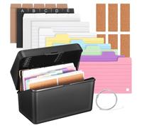 ABOOFAN Flash Card Organiser Box with 240 Cards, 15 Dividers, 6 Rings and Kraft Stickers, Plastic A7 Case for Office and Study Revision