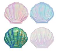 ABOOFAN Foldable Shell Design Compact Makeup Mirrors 4Pcs Portable Small Handheld Mirrors with Decorative Chic Style for-The-Go Makeup Application