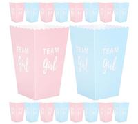ABOOFAN Gender Reveal Paper Popcorn Boxes 24pcs Blue Favor Boxes Open Top Popcorn Bucket Cardboard Candy Container Treat Boxes for Boy Girl Baby Shower Party