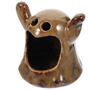 ABOOFAN Ghost Shape Hamster Hideout Ceramic Small Animal House for Gerbils and Hedgehogs, White Cooling Habitat Hideaway for Small Pets, Halloween Pet Shelter