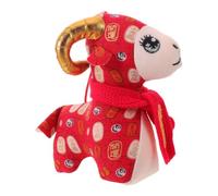 ABOOFAN Goat Mascot Hanging Ornament Plush Doll for Lunar New Year | Cloth and PP Cotton, Red Classic Chinese Style, Auspicious Cloud Blessing Details, Home Decoration