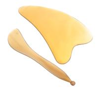 ABOOFAN Guasha Set Ox Horn Massage Boards 2Pcs Facial Scraping Sticks for Muscle Relaxation Therapy and Facial Reflexology Treatment Assorted style