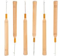 ABOOFAN Hair Crochet Hooks and 6 Pcs with Comfortable Wood Handles for and Sturdy Iron Latch Hooks, Resistant to Deform, for Hair Extensions and Dreadlock Styling Hair Extensions Dreadlock Styling