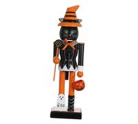 ABOOFAN Halloween Cat Nutcracker Wooden Black Cat Nutcracker Statue for Table Decor Spooky Halloween Themed Ornament Wooden Decoration for Seasonal Displays
