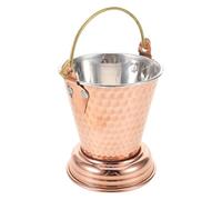 ABOOFAN Hammered Metal Spice Container 10Cm Height Indian Style Small Bucket with Handle for Kitchen Dining and Party Beverage Tub