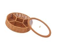 ABOOFAN Handwoven Divided Nut Serving Container Tray with Lid Multi Compartment Plastic Fruit Appetizer Bowl for Party Family Dinner Living Office Easy Clean Snack Platter