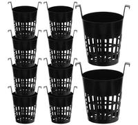 ABOOFAN Hanging Planter Baskets with Hook Water-saving Mesh Hole Design Plastic 10pcs Black for Home and Garden Use Suitable for Orchids and Plants