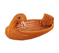 ABOOFAN Imitation Rattan Woven Duck Shaped Fruit Basket Large Decorative Storage Tray for Kitchen Countertop Snack Holder with Sturdy Construction Easy to Clean Home Woven Basket for