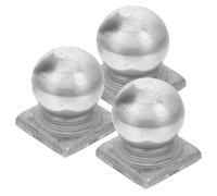 ABOOFAN Iron Fence Post Caps Square Post Covers 3pcs with Smooth Edges and Easy to Install Design Silver for Guard Bars and Traffic Barrier