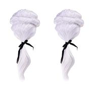 ABOOFAN Judge Wig Long Curly White Lawyer Barrister Colonial Costume Wig for Historical Role Play Masquerade Party