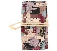 ABOOFAN Large Capacity Colored Pencil Case Canvas Storage Bag with Elastic Slots for Colored Pencils and Watercolor Pens Organizer for Students and Artists Cute Cat Design