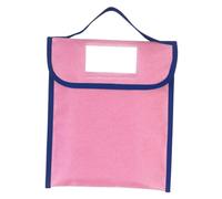 ABOOFAN Large Capacity Nylon Book Pouch Tote Bag Name Tag, Pink Handheld Student Textbook Storage Bag for School and Stationery