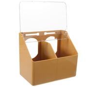 ABOOFAN Large Capacity Plastic Parrot Feeder Box with Cover, Easy to Install and Withstand Chewing, Suitable for Hanging on The of Bird Cages, Coffee Colour Feeding and Water Dish