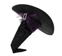 ABOOFAN Large Ruched Halloween Witch Hat for Women and Men Purple Spider Web Gauze Mesh Wizard Cap with Celestial Patterns Lightweight Breathable Headwear for Cosplay Costume Parties and