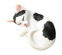 ABOOFAN Lifelike Kitten Statue Animal Figurine Indoor Plastic Craft Side Sleeping Cat Model Desktop Decoration Home Decor for Boy Girl Willow Tree Cat Figurines