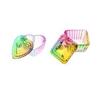 ABOOFAN Manicure Crystal Cups 2pcs with Lid Nail Art Liquid Mixing Accessory Heart Square Glass Monomer Dish for Professional Nail Care Salon Use