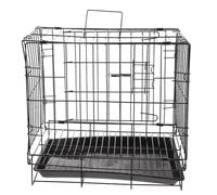 ABOOFAN Medium Folding Dog Cage with Iron Wire Construction, Portable Pet Crate for Indoor and Outdoor Use, Black Metal Kennel for Small to Medium Dogs