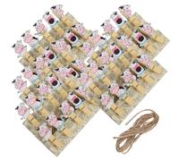 ABOOFAN Memo Clips Not Easy to Break and Hold Things Tightly 5 Packs Cow Shaped with Hanging Rope, Wooden Decorative Photo Clips Made of Sturdy Composite Material for Home Décor and Craft
