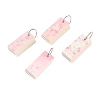 ABOOFAN Memo Notepad Binder Ring 4pcs Pink Paper Cartoon Pattern Portable Loose-leaf Flash Cards Convenient to Take for DIY Study at Home Office and School