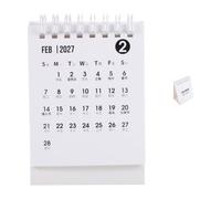 ABOOFAN Mini Desk Calendar White Paper with Reinforced Binding and Integrated Metal Ring, Sturdy and Quiet Flipping Monthly Schedule Planner for Desktop and Nightstand Use