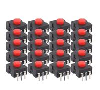 ABOOFAN Mini Torch Push Button Switches for Electronic DIY Projects 20pcs Red Head Latching Torch Buttons Small Size Pbt Nylon Metal Material Stable and Reliable Performance