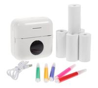 ABOOFAN Mini Wireless Label Printer for Students Portable Thermal Pocket Printer with Wireless Connection with 5 Rolls Thermal Paper and 5 Colored Pens for Study and Notes