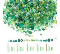 ABOOFAN Mixed Green Glass Bugle Beads Tube for Jewelry Making Small Spacer Beads for DIY Bracelets Embroidery Necklaces Crafting Bag of Tiny Accessories for Handmade Ornaments