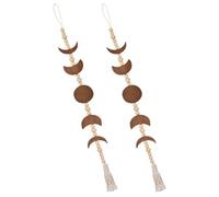 ABOOFAN Moon Wall Pendant with Cotton Rope Tassels and Wooden Bead Garland, 2 Pieces Boho Style Hanging Decor for Living Spaces