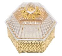 ABOOFAN Multi-functional Snacks Jar with Lid, Golden Iron and Acrylic Storage Container for Small Foods, for Tidy up Kitchen Counters with Elegant Vintage Hollow Design