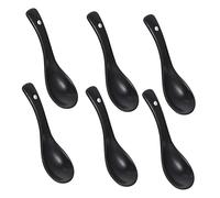 ABOOFAN Multipurpose Ceramic Soup Spoons Set 6PCS Black for Rice Dessert Porridge Suitable for Home Restaurant Kitchen